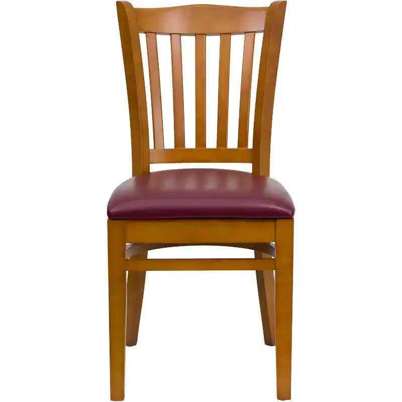 Sedia da pranzo con schienale a doghe verticali – Seduta Nera/Bordeaux/Legno e Struttura in Legno, Posti a sedere: 1