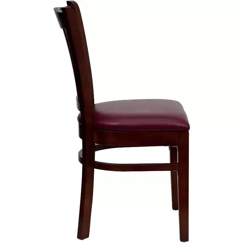 Sedia da pranzo con schienale a doghe verticali – Seduta Nera/Bordeaux/Legno e Struttura in Legno, Posti a sedere: 1