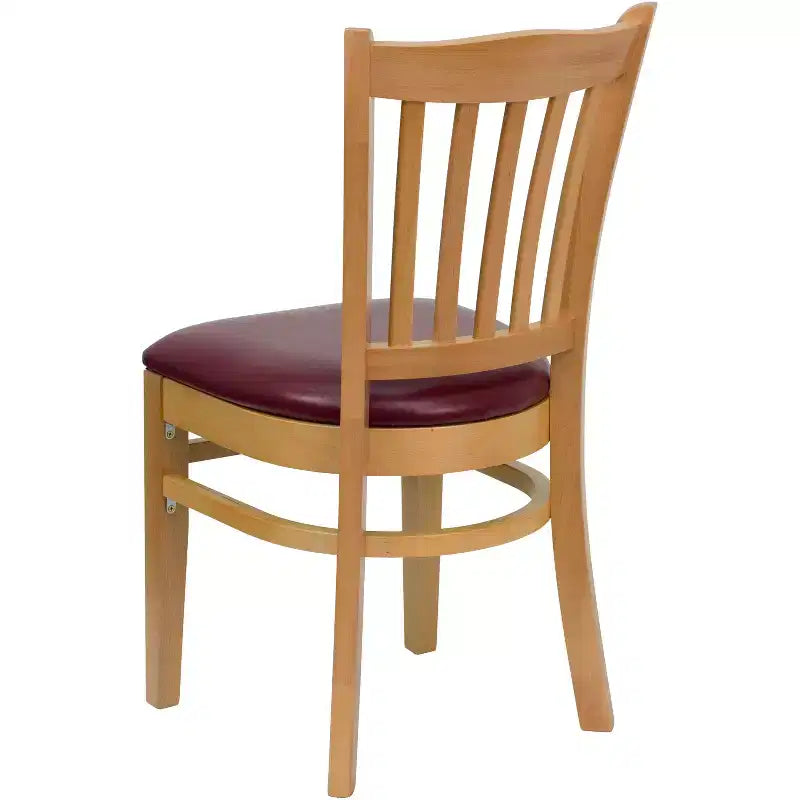 Sedia da pranzo con schienale a doghe verticali – Seduta Nera/Bordeaux/Legno e Struttura in Legno, Posti a sedere: 1