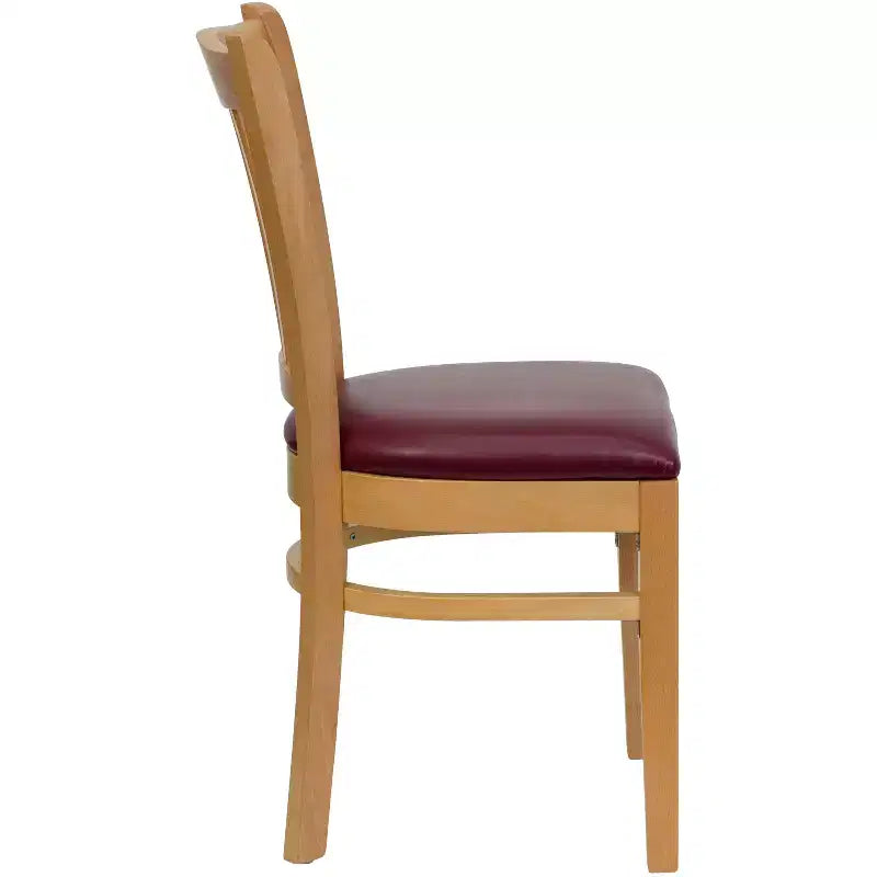 Sedia da pranzo con schienale a doghe verticali – Seduta Nera/Bordeaux/Legno e Struttura in Legno, Posti a sedere: 1