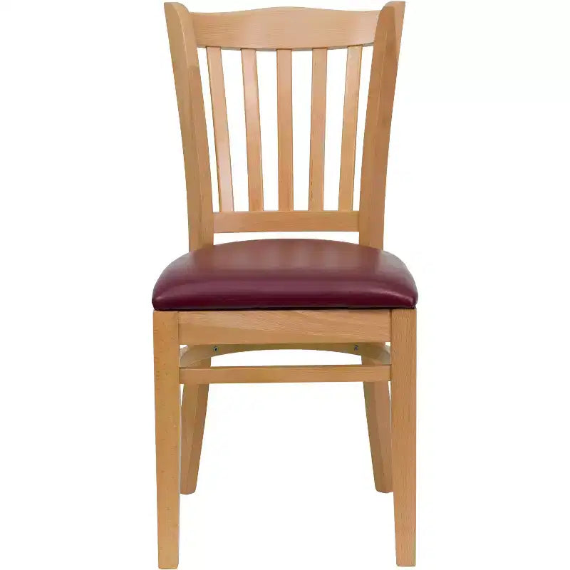 Sedia da pranzo con schienale a doghe verticali – Seduta Nera/Bordeaux/Legno e Struttura in Legno, Posti a sedere: 1