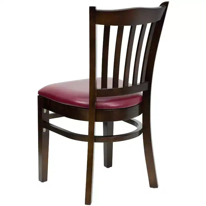 Sedia da pranzo con schienale a doghe verticali – Seduta Nera/Bordeaux/Legno e Struttura in Legno, Posti a sedere: 1