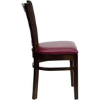 Sedia da pranzo con schienale a doghe verticali – Seduta Nera/Bordeaux/Legno e Struttura in Legno, Posti a sedere: 1