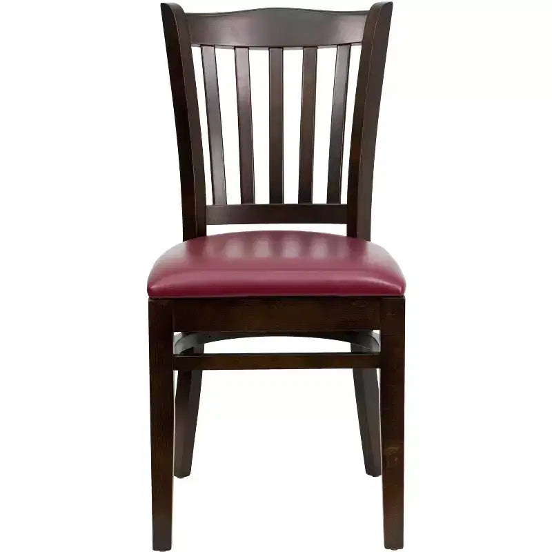 Sedia da pranzo con schienale a doghe verticali – Seduta Nera/Bordeaux/Legno e Struttura in Legno, Posti a sedere: 1