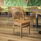 Sedia da pranzo con schienale a doghe verticali – Seduta Nera/Bordeaux/Legno e Struttura in Legno, Posti a sedere: 1