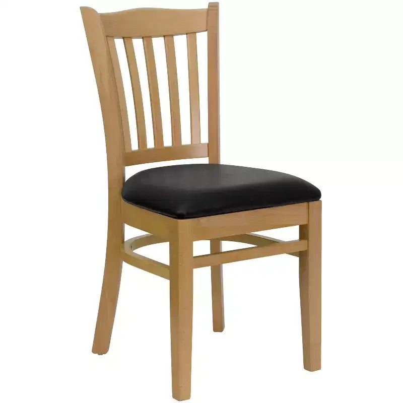 Sedia da pranzo con schienale a doghe verticali – Seduta Nera/Bordeaux/Legno e Struttura in Legno, Posti a sedere: 1