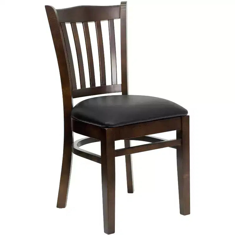 Sedia da pranzo con schienale a doghe verticali – Seduta Nera/Bordeaux/Legno e Struttura in Legno, Posti a sedere: 1