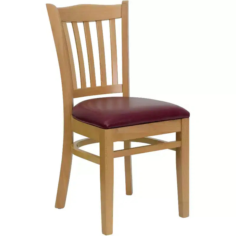 Sedia da pranzo con schienale a doghe verticali – Seduta Nera/Bordeaux/Legno e Struttura in Legno, Posti a sedere: 1